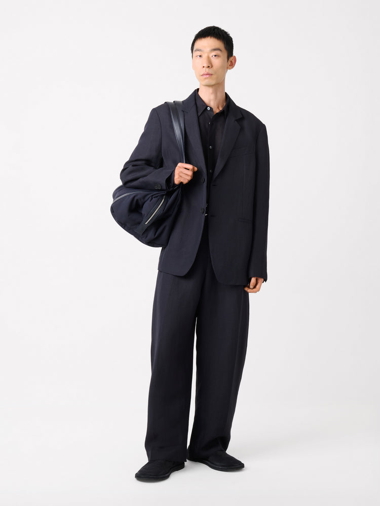 ROVERSI LINEN JACKET IN DARKEST NAVY