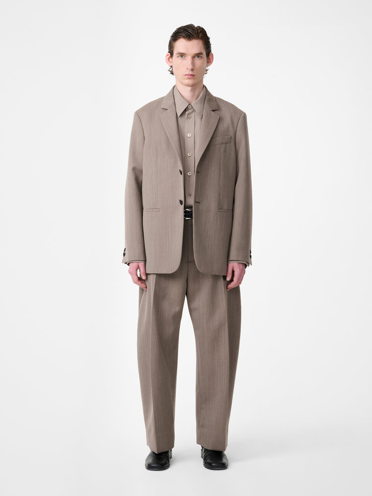 ROVERSI WOOL JACKET IN BARK MELANGE