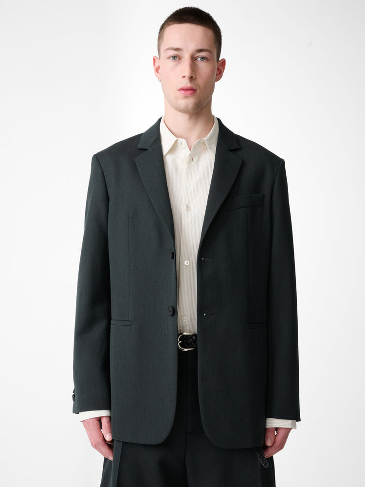 ROVERSI WOOL JACKET IN MINERAL GREEN