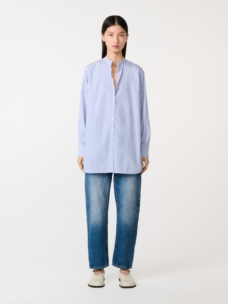 CICI BANKER STRIPE SHIRT IN BLUE / WHITE
