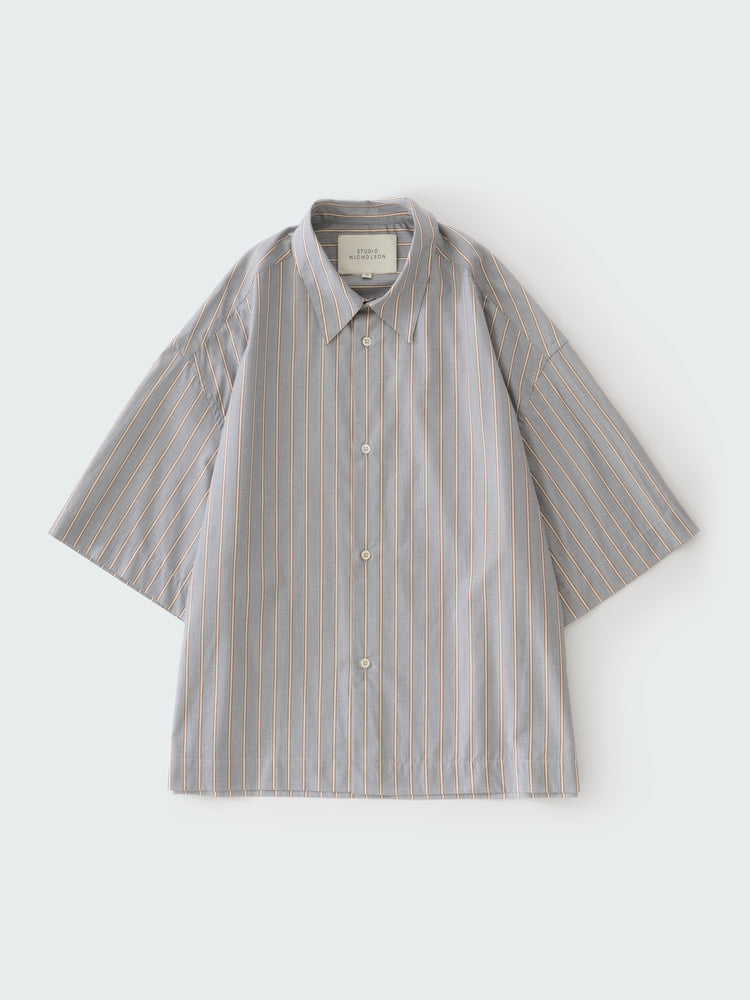 SANKO SHIRT IN GREY / BROWN STRIPE