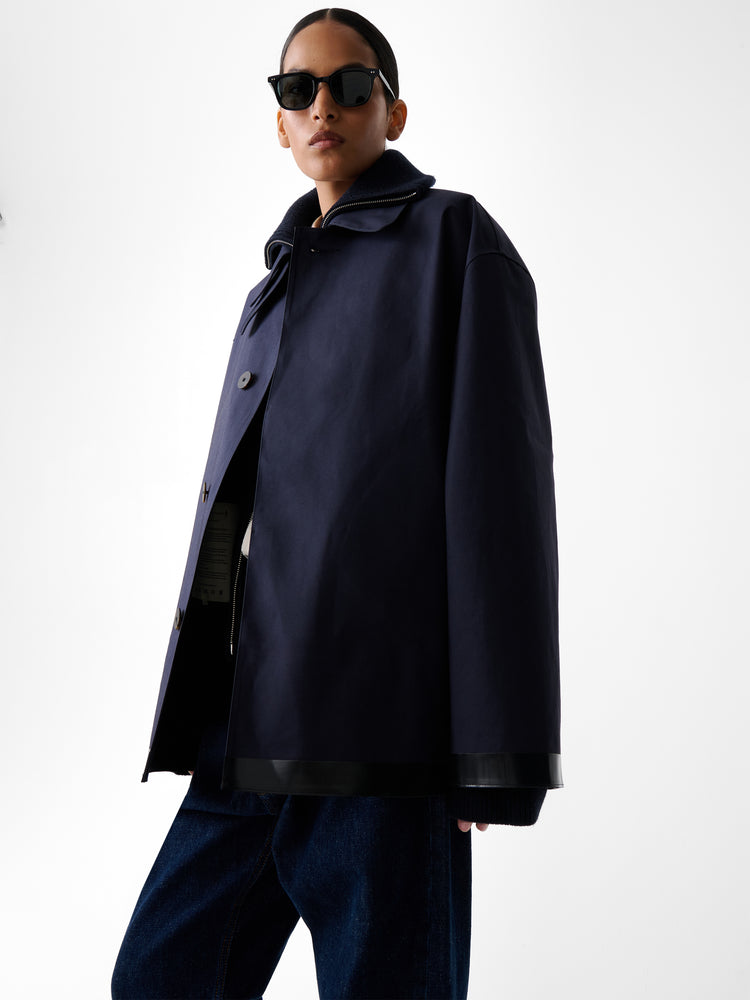 SN × MACKINTOSH TEVIOT SHORT COAT IN NAVY