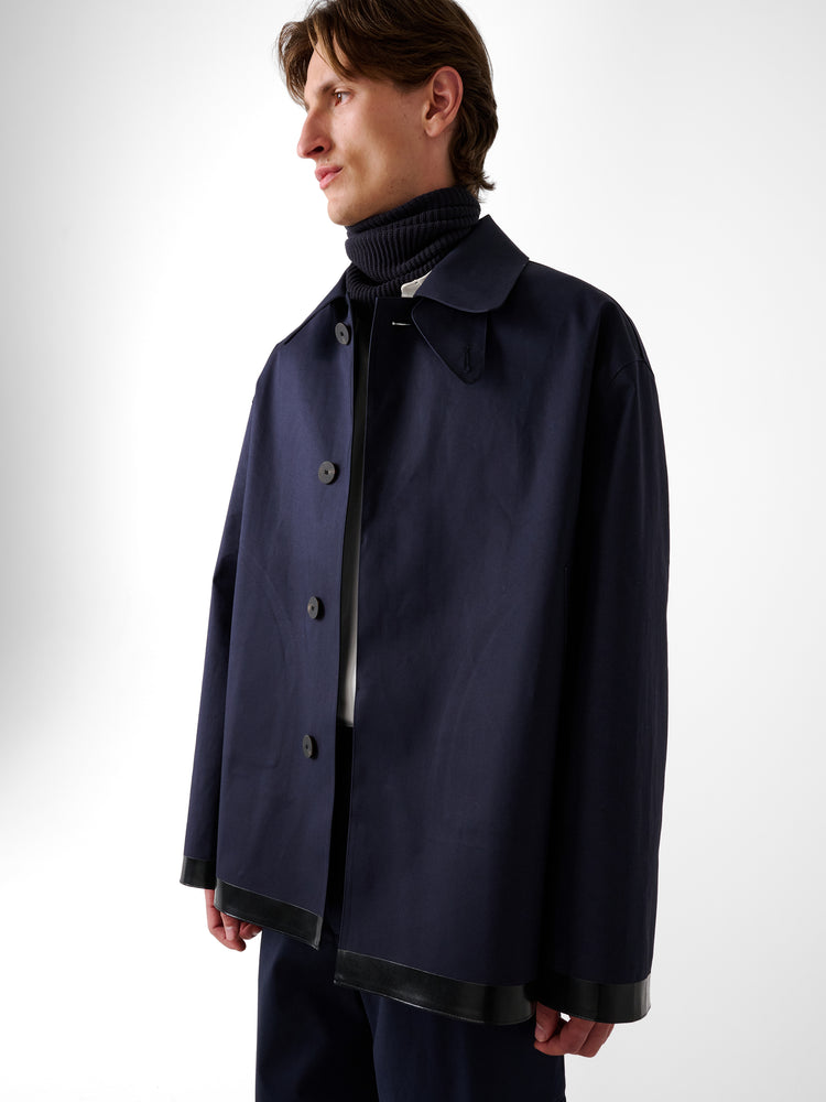 SN × MACKINTOSH TEVIOT SHORT COAT IN NAVY