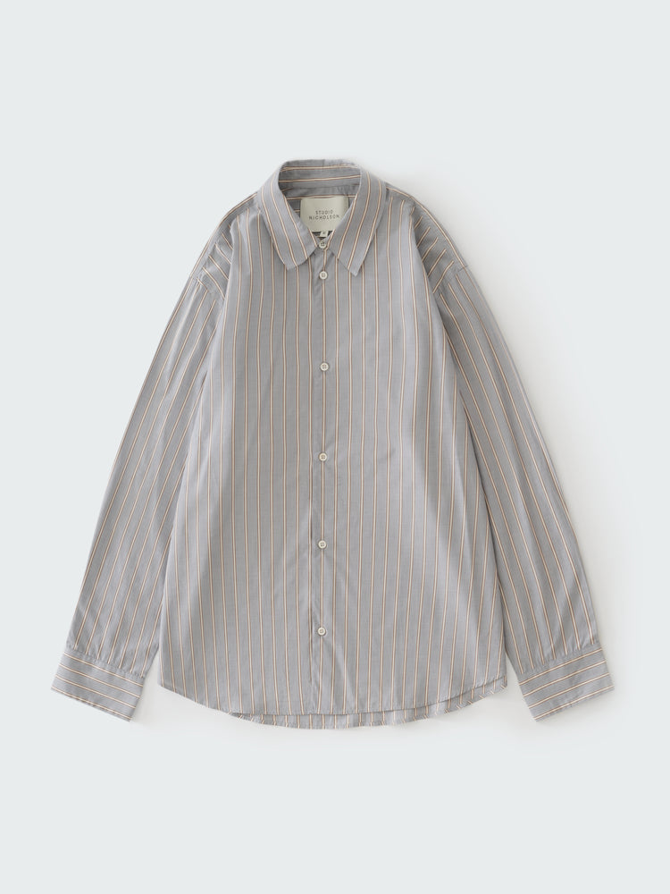 VIEW SHIRT IN GREY / BROWN STRIPE