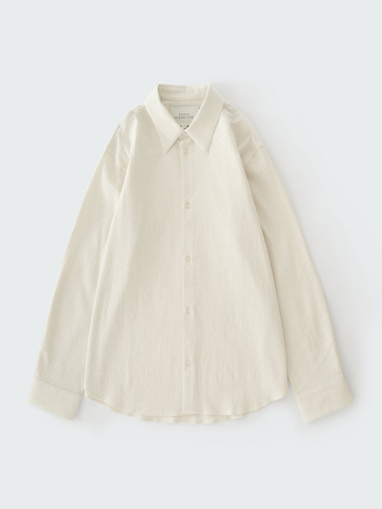 VIEW SHIRT IN PARCHMENT / BLACK STRIPE