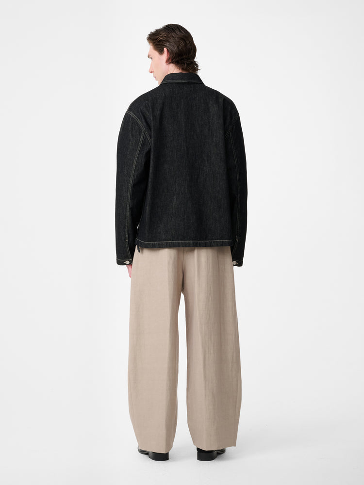 YORK POPOVER DENIM SHIRT IN BLACK / WHITE WEFT