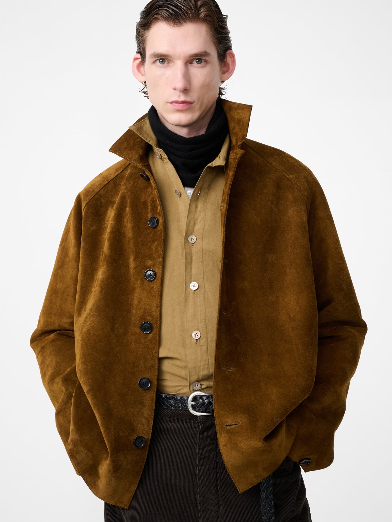BOWE SUEDE JACKET IN MUSTARD