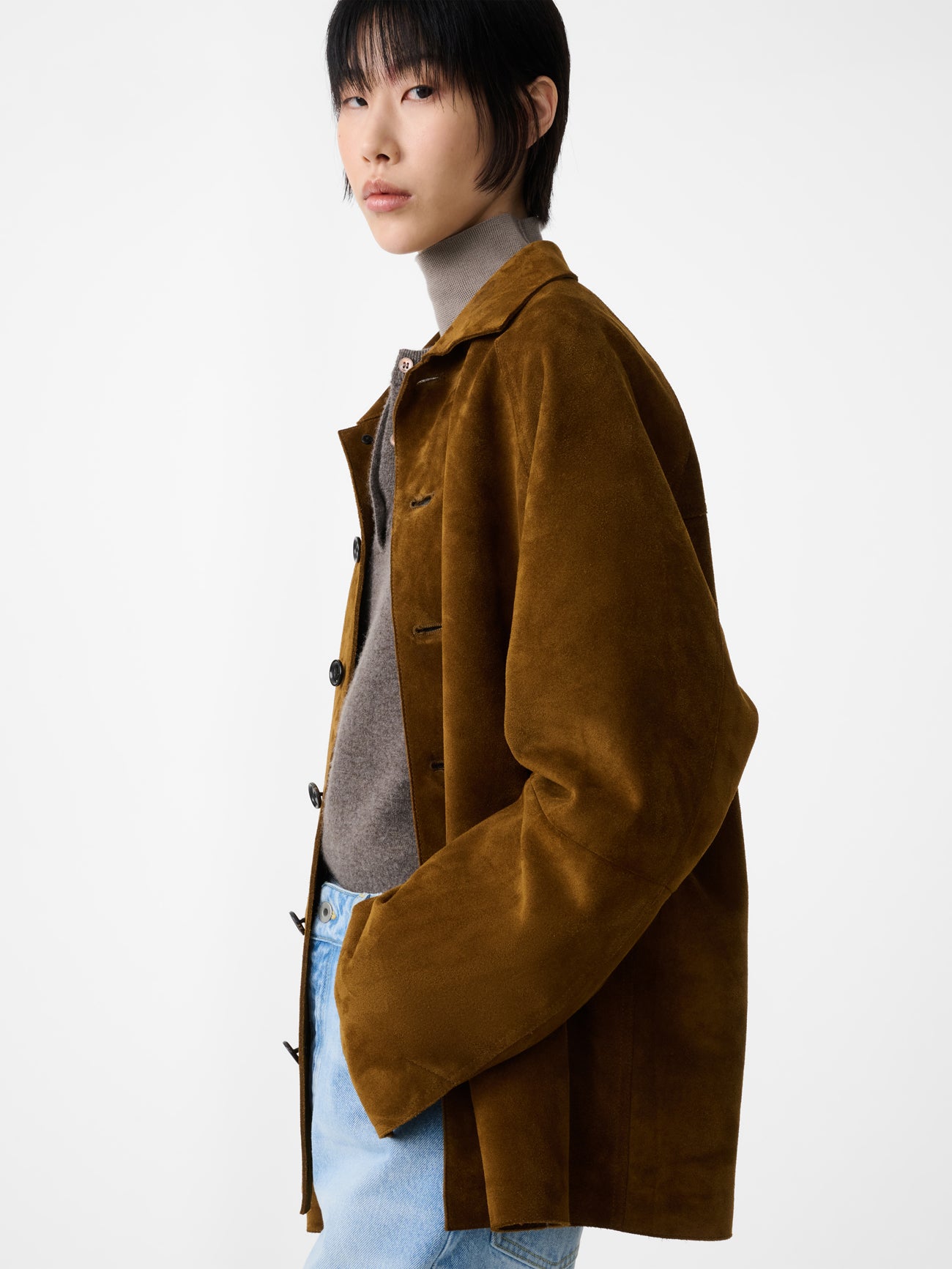 BOWE SUEDE JACKET IN MUSTARD