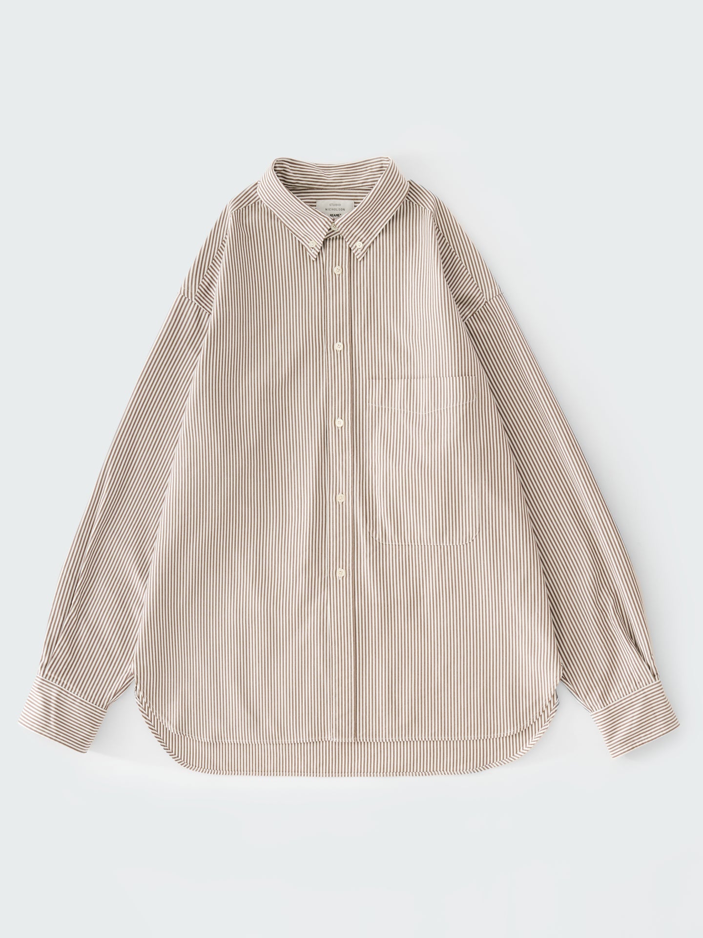 SN X BEAMS PLUS LISA OXFORD SHIRT IN BROWN WHITE STRIPE