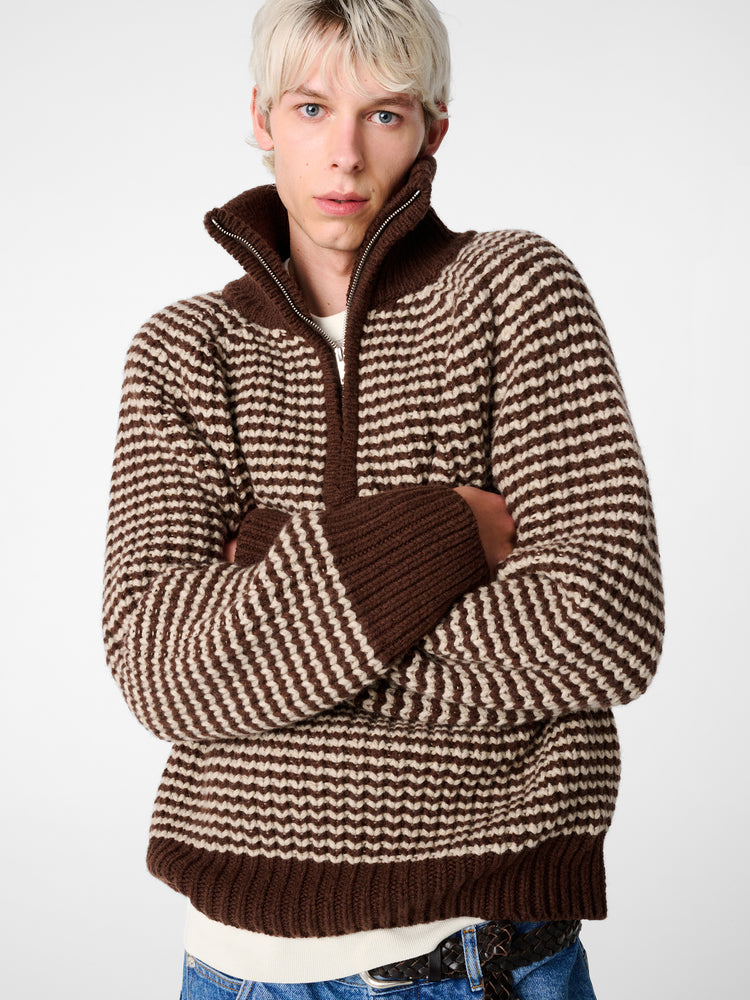 SN X AARON LEVINE BRISTOL KNIT IN CHOCOLATE OATMEAL STRIPE