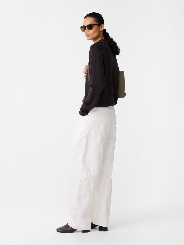CAHUN CRINKLE DENIM PANT IN WHITE