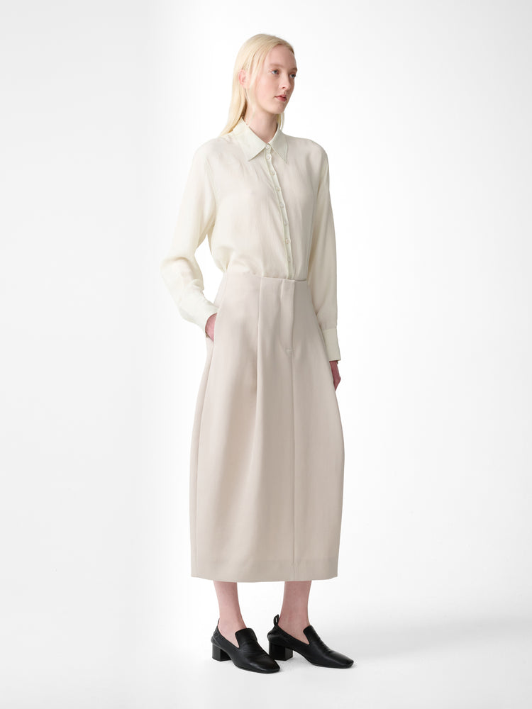 CARSON WOOL SKIRT IN PUTTY