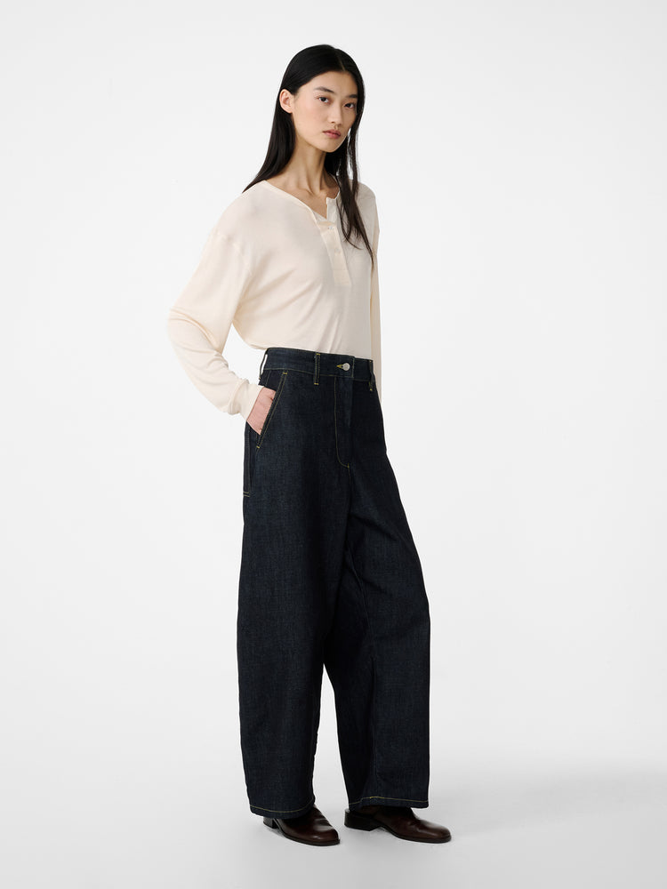 CHALCO WIDE LEG DENIM PANT IN RAW INDIGO