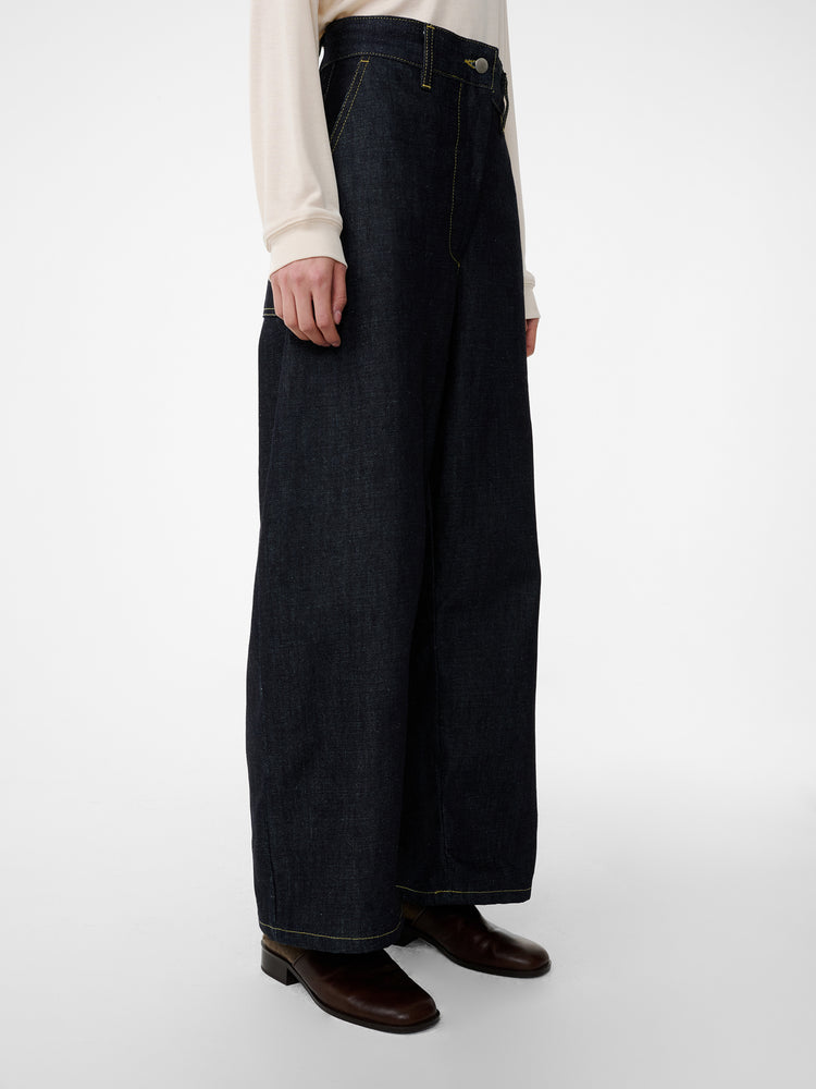 CHALCO WIDE LEG DENIM PANT IN RAW INDIGO