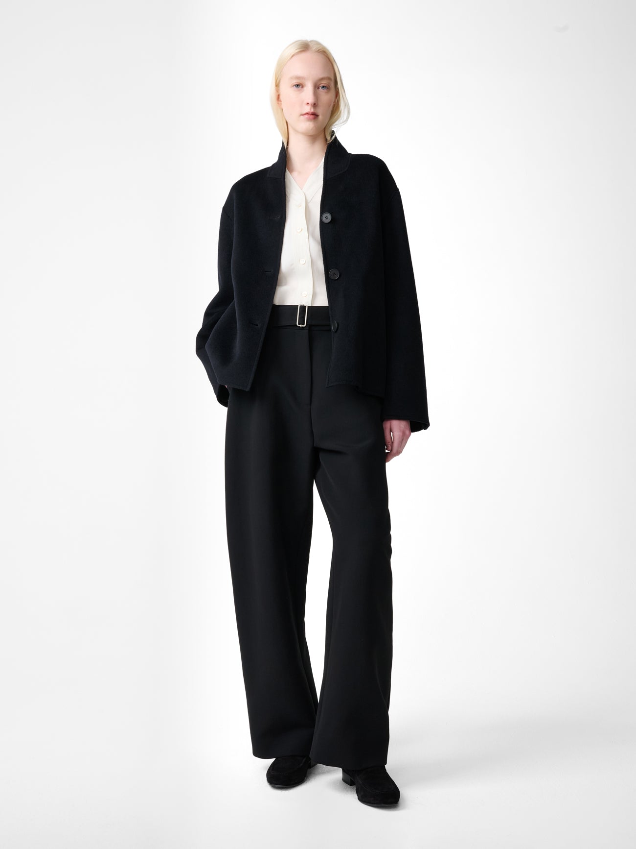 CHATTO WOOL BELTED PANT IN BLACK