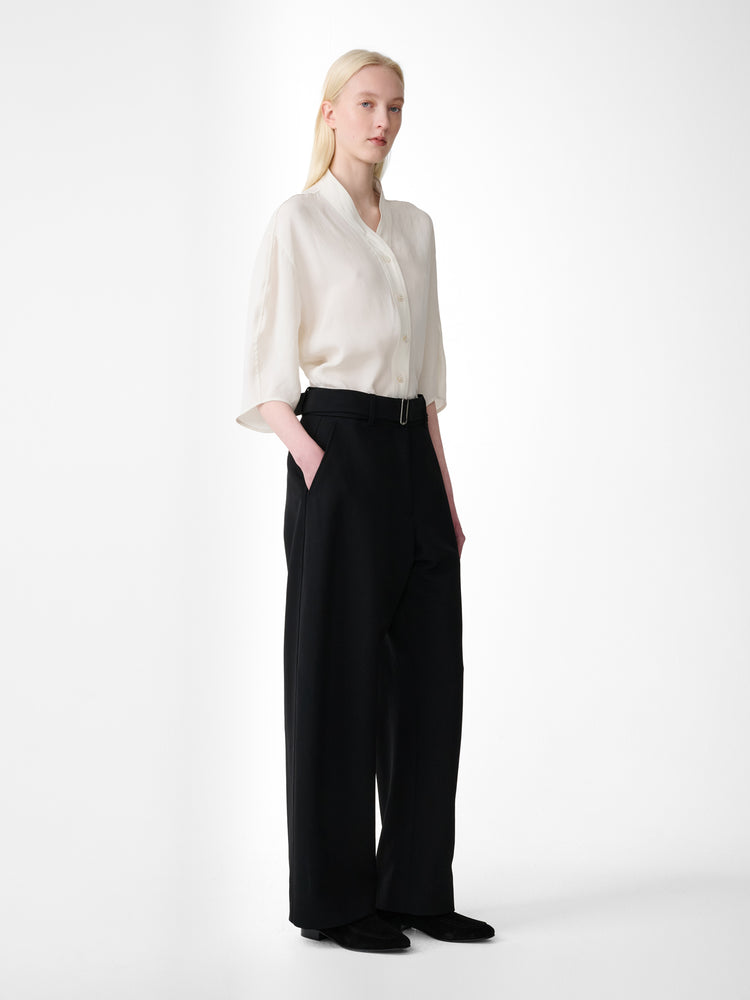 CHATTO WOOL BELTED PANT IN BLACK