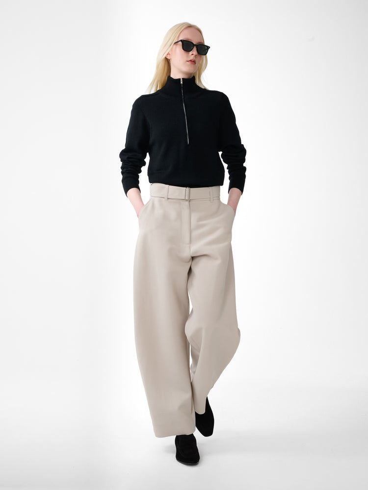 CHATTO WOOL BELTED  PANT IN PUTTY