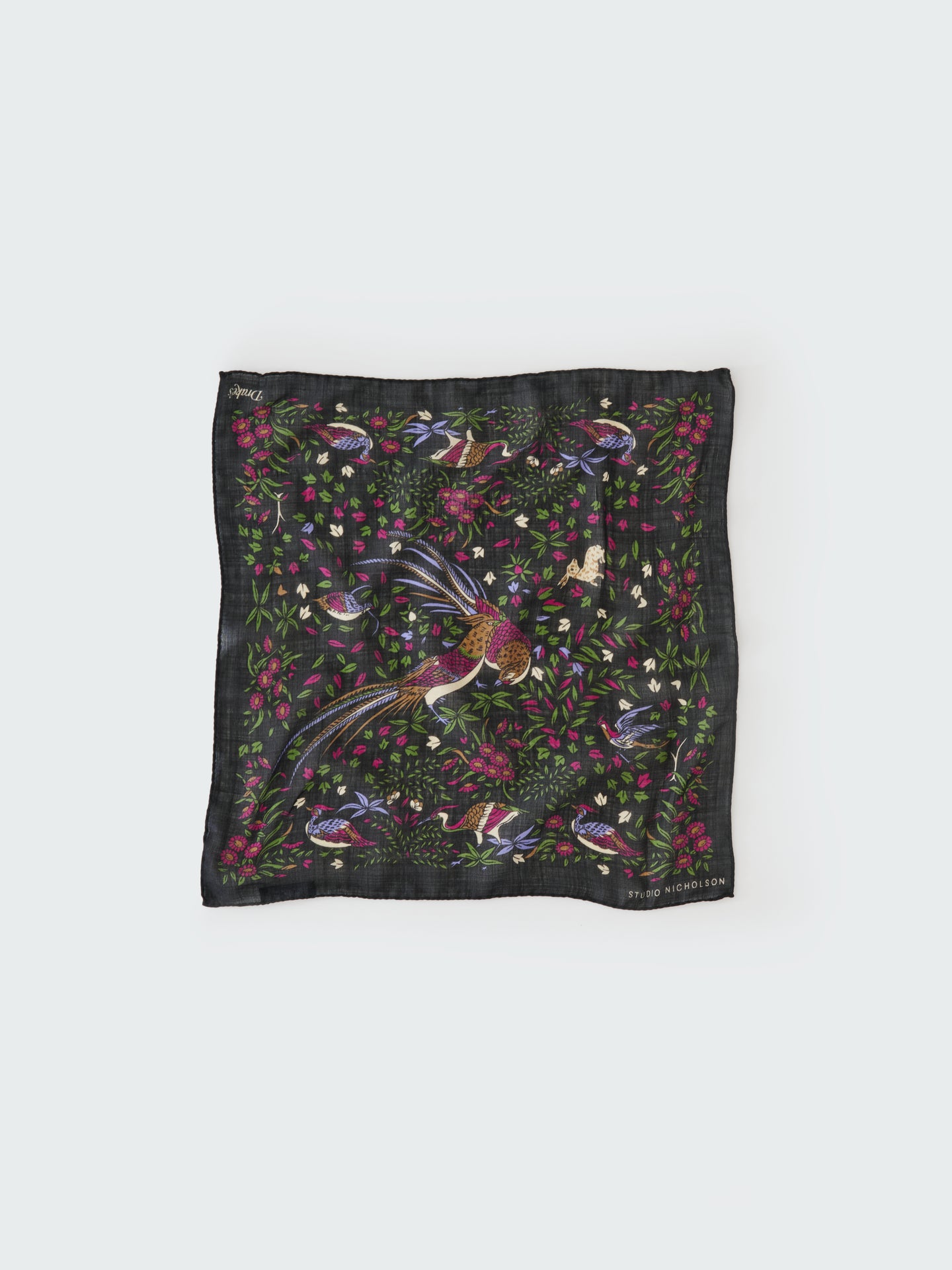 SN X DRAKE'S POCKET SQUARE SCARF IN DARKEST NAVY