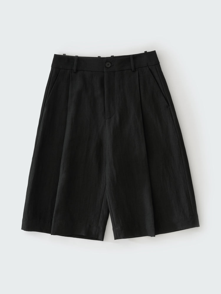 FOWLD LINEN SHORT IN BLACK