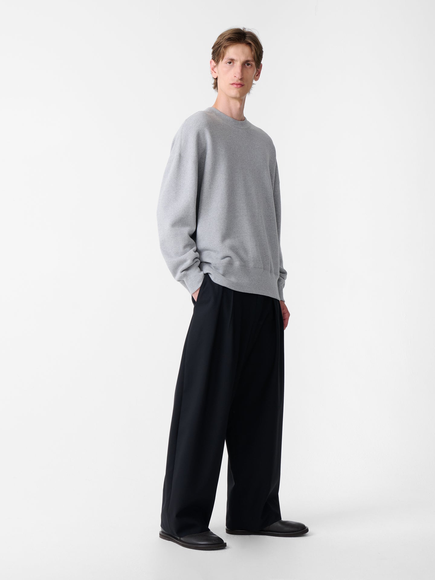 SN X BEAMS PLUS GOLIGHTLY JERSEY SWEAT IN GREY MARL