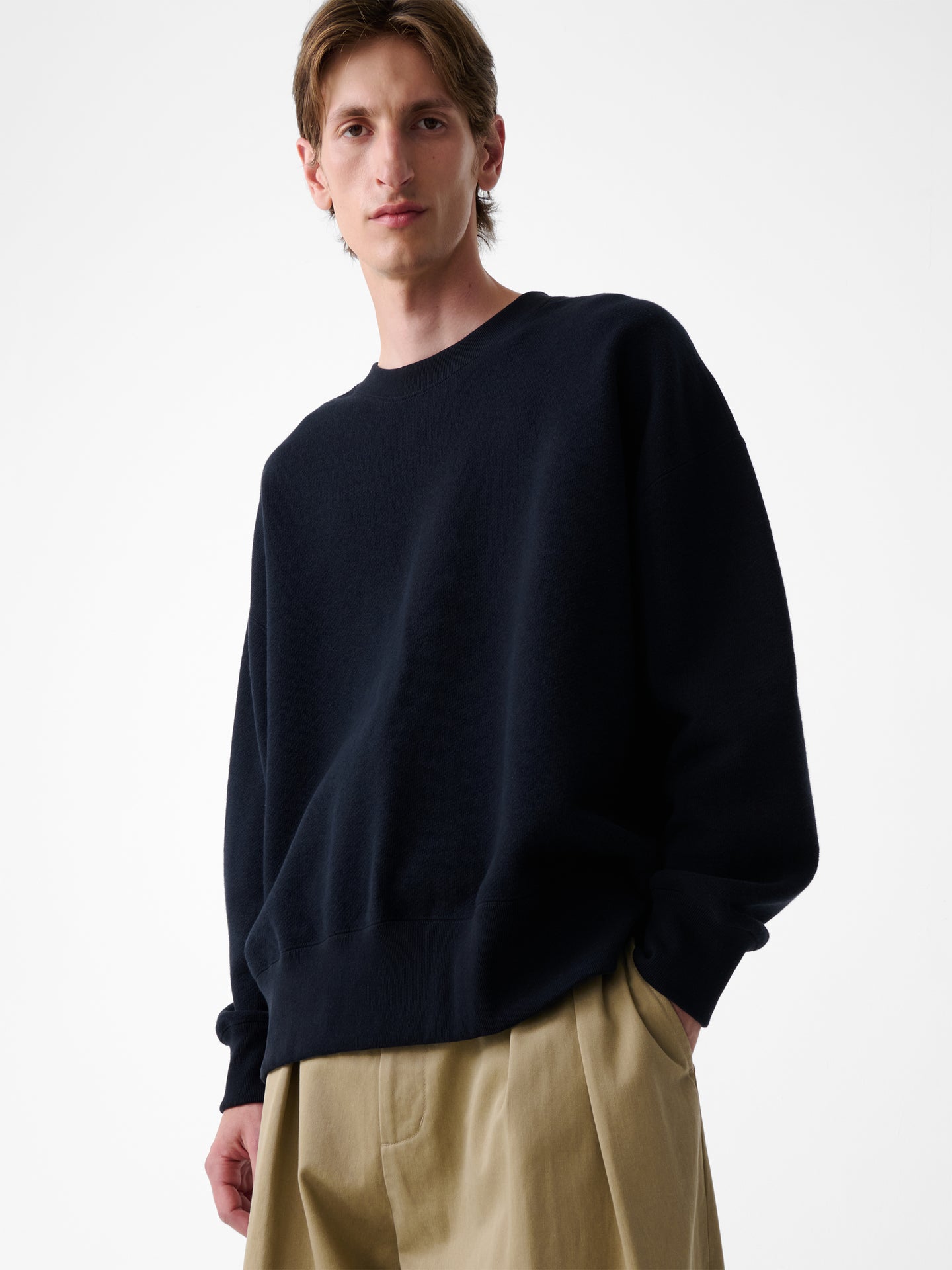 SN X BEAMS PLUS GOLIGHTLY JERSEY SWEAT IN DARKEST NAVY