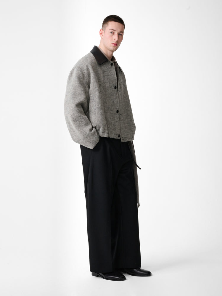 HOWTH WOOL JACKET IN BLACK / WHITE