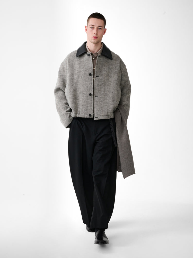 HOWTH WOOL JACKET IN BLACK / WHITE