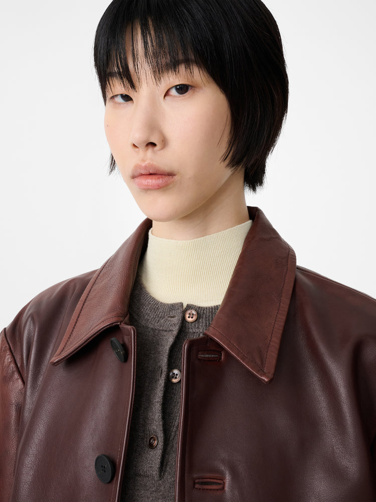 LANDAU LEATHER JACKET IN CHESTNUT