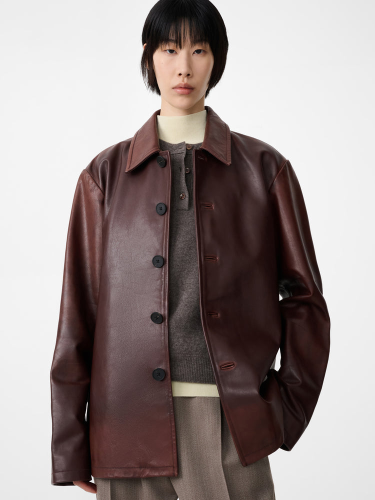 LANDAU LEATHER JACKET IN CHESTNUT
