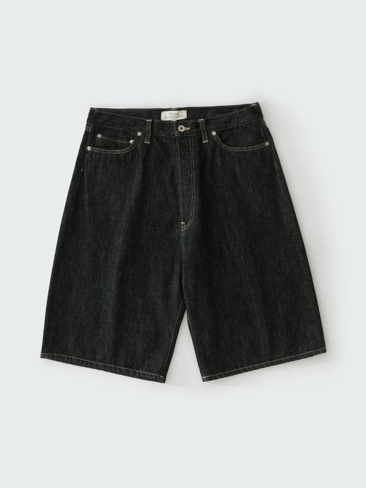 MARYLEBONE DENIM SHORT IN BLACK / WHITE WEFT