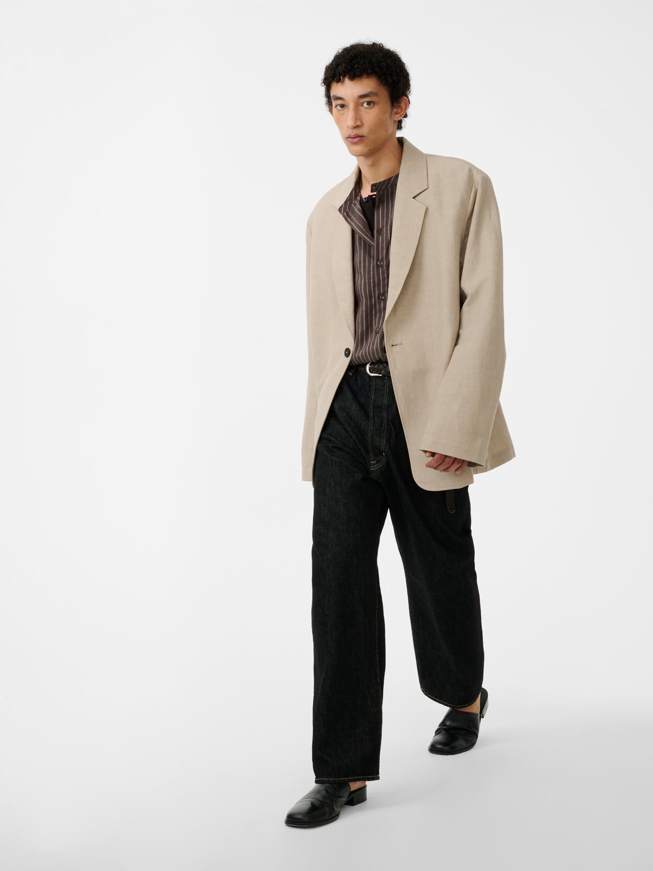 MARYLEBONE DENIM PANT IN BLACK / WHITE WEFT