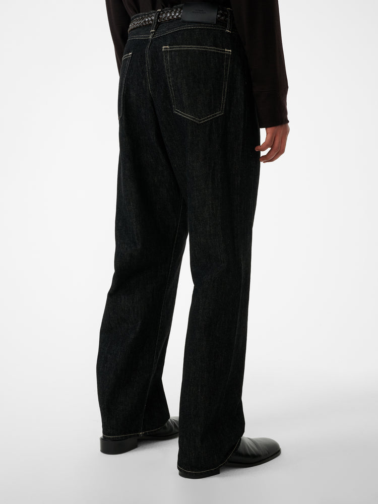 MARYLEBONE DENIM PANT IN BLACK / WHITE WEFT