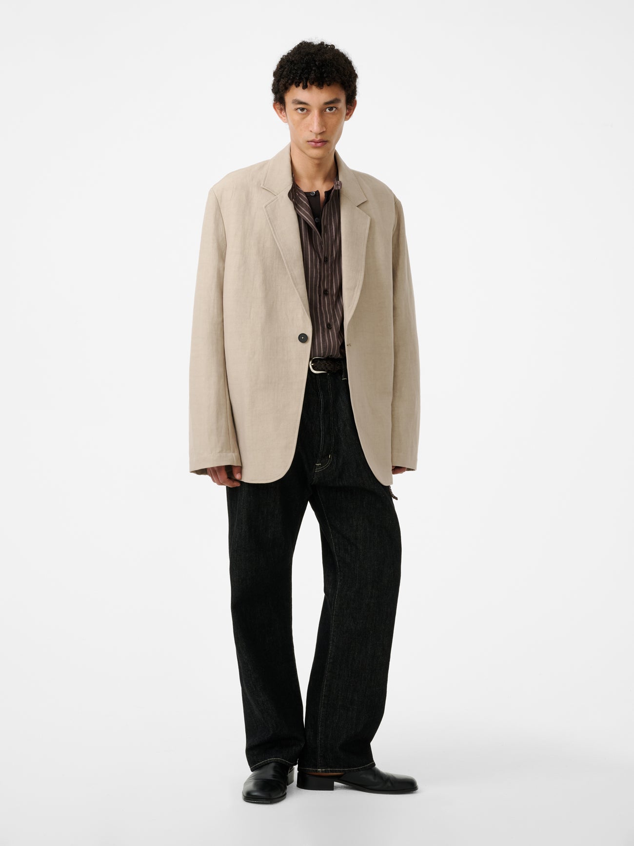 MARYLEBONE DENIM PANT IN BLACK / WHITE WEFT
