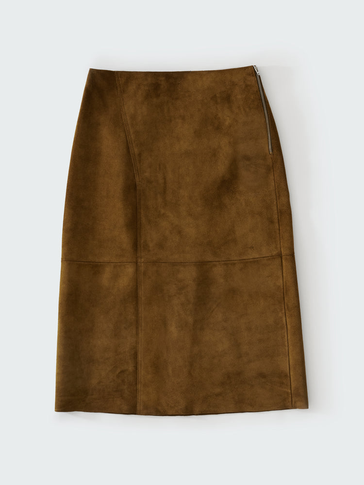 MELETE SUEDE SKIRT IN MUSTARD