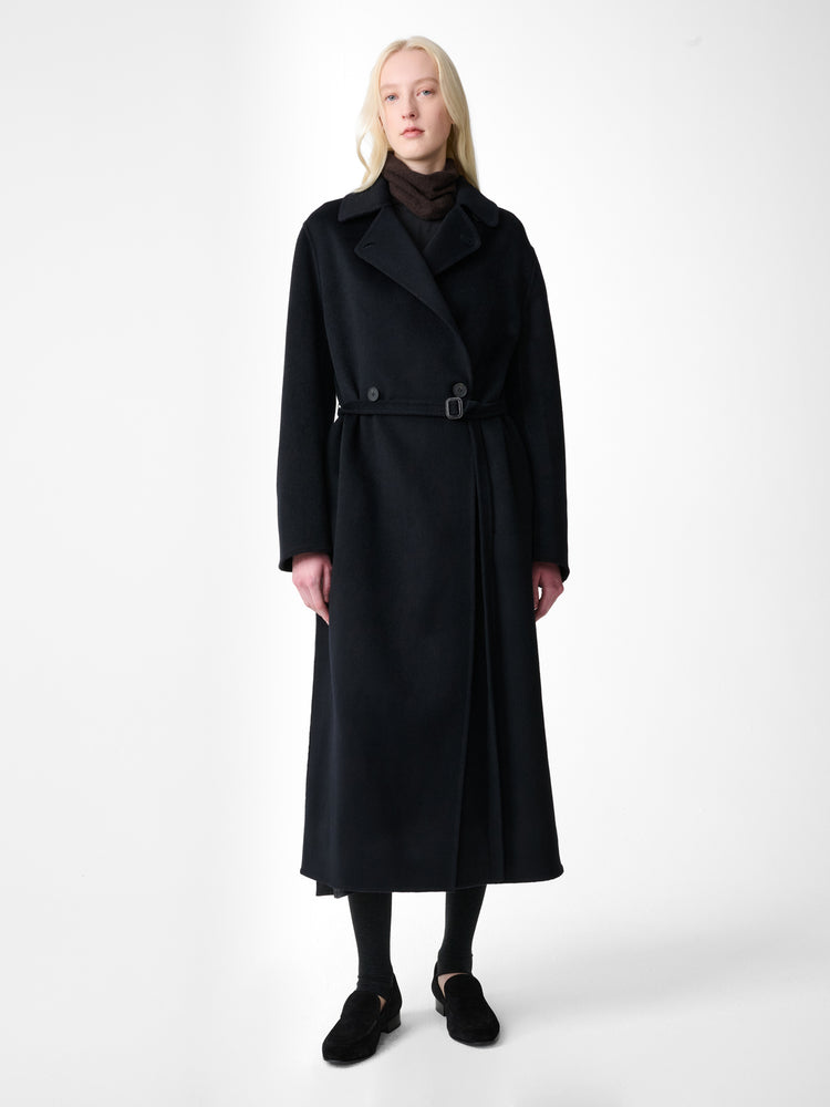 MORI WOOL COAT IN DARKEST NAVY
