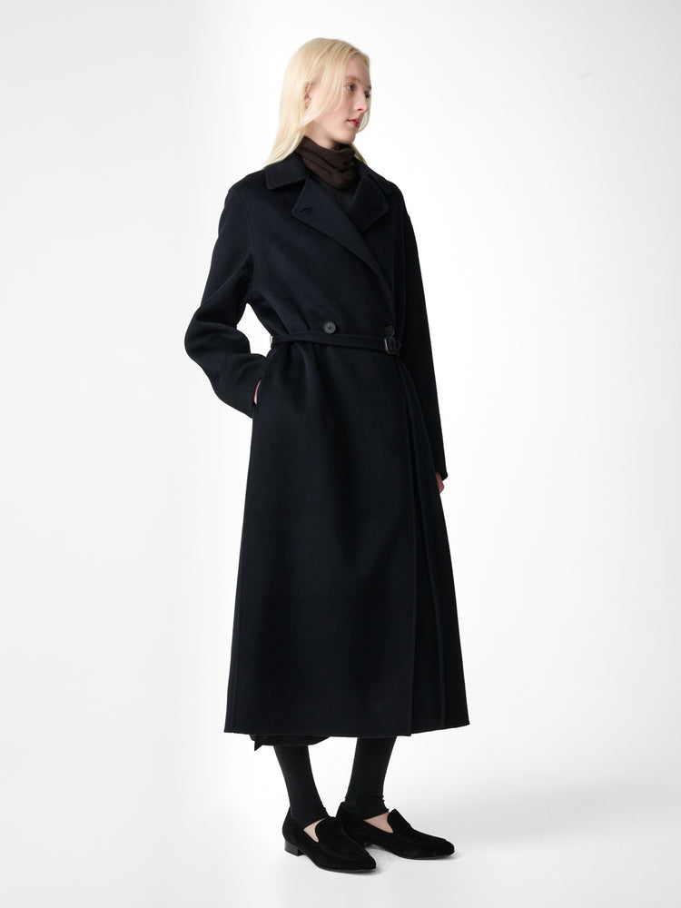 MORI WOOL COAT IN DARKEST NAVY