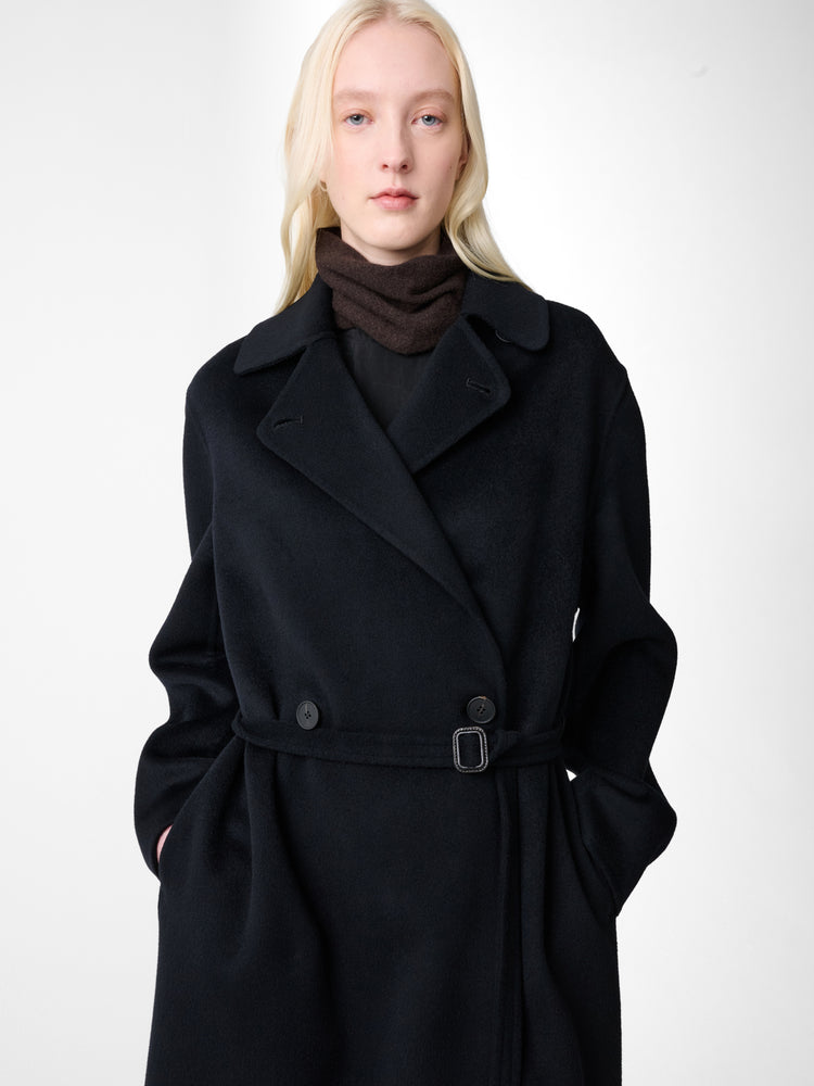 MORI WOOL COAT IN DARKEST NAVY