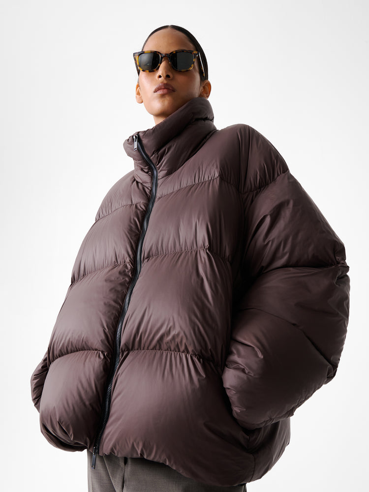MASSEY PUFFER JACKET IN CHOCOLATE BROWN