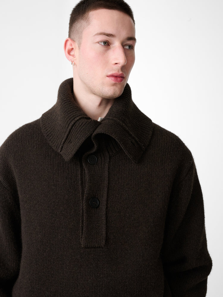 ORENA KNIT POLO IN ESPRESSO BROWN