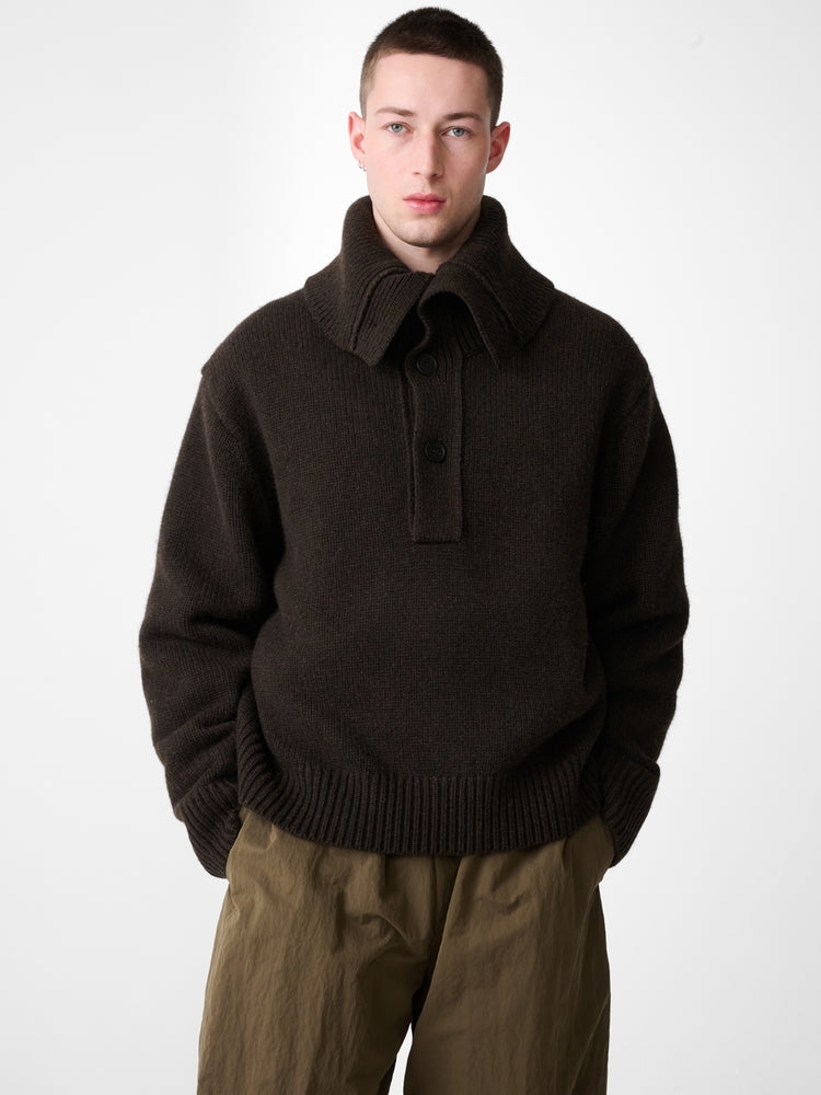 ORENA KNIT POLO IN ESPRESSO BROWN