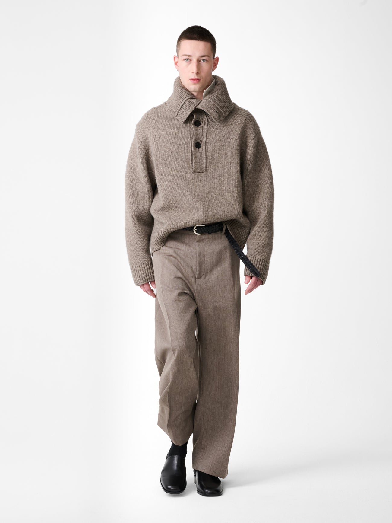 ORENA KNIT POLO IN NATURAL MARL