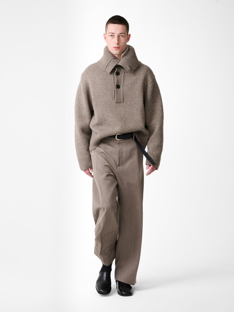 ORENA KNIT POLO IN NATURAL MARL