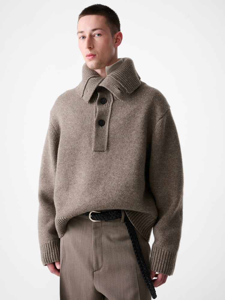ORENA KNIT POLO IN NATURAL MARL