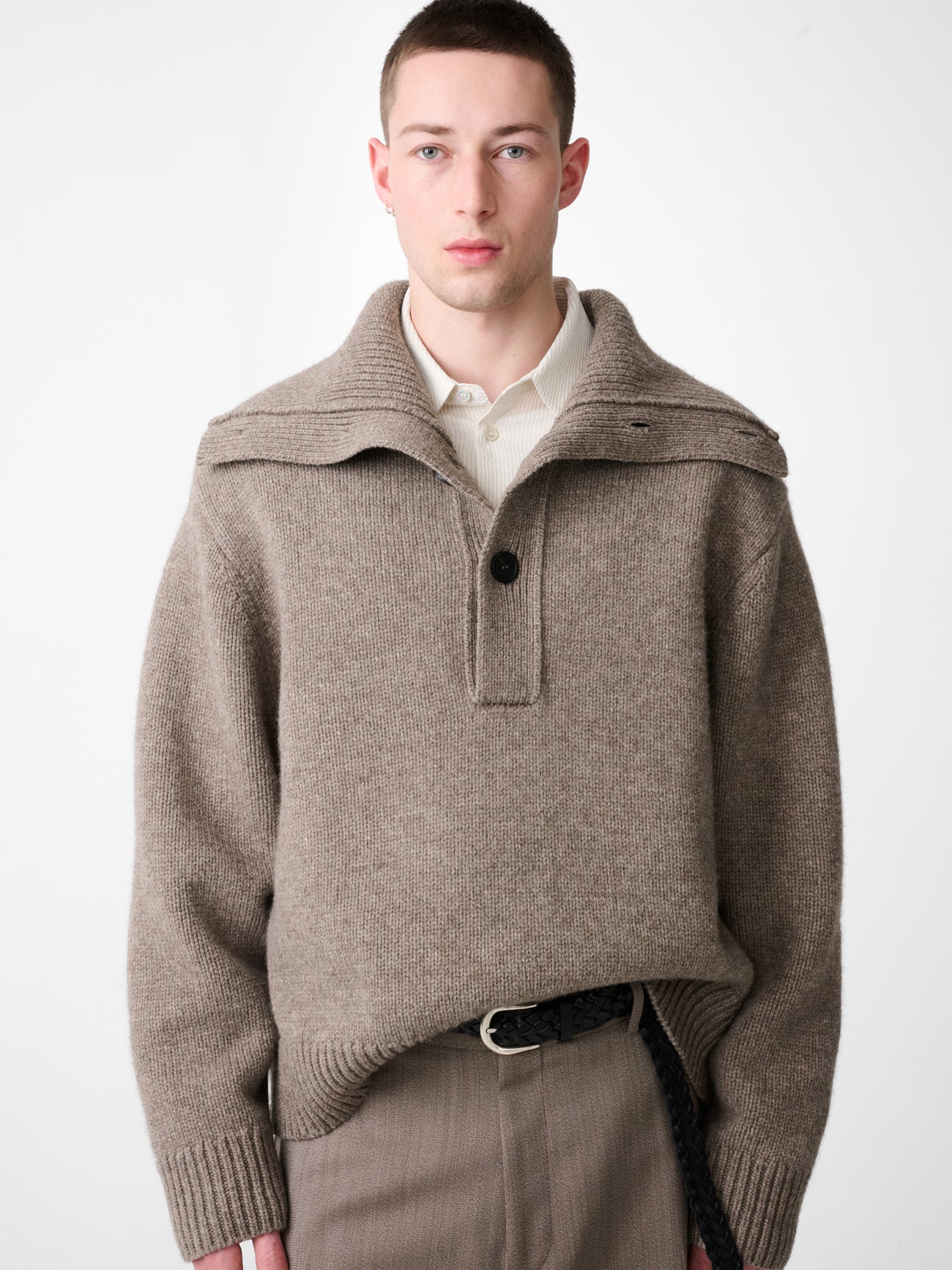 ORENA KNIT POLO IN NATURAL MARL