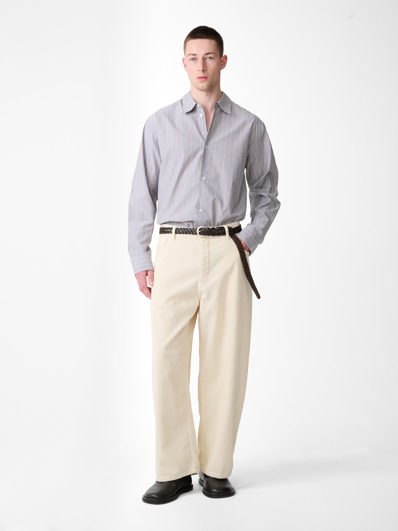 PAOLO CORDUROY WIDE LEG PANT IN PANNA