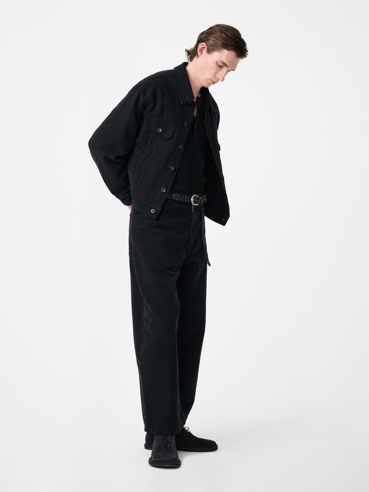 PAOLO MOLESKIN WIDE LEG PANT IN BLACK