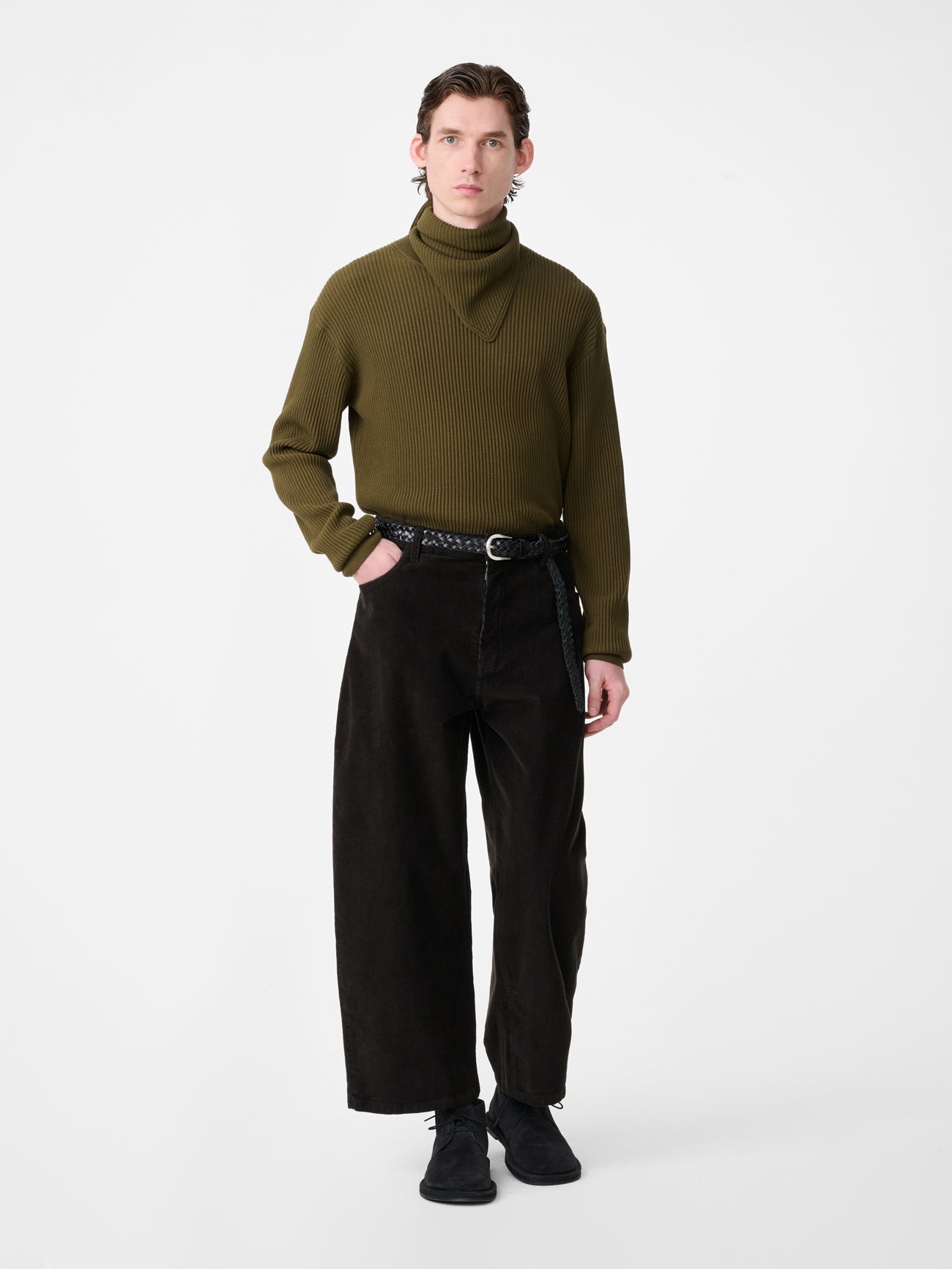 PAOLO CORDUROY WIDE LEG PANT IN COFFEE
