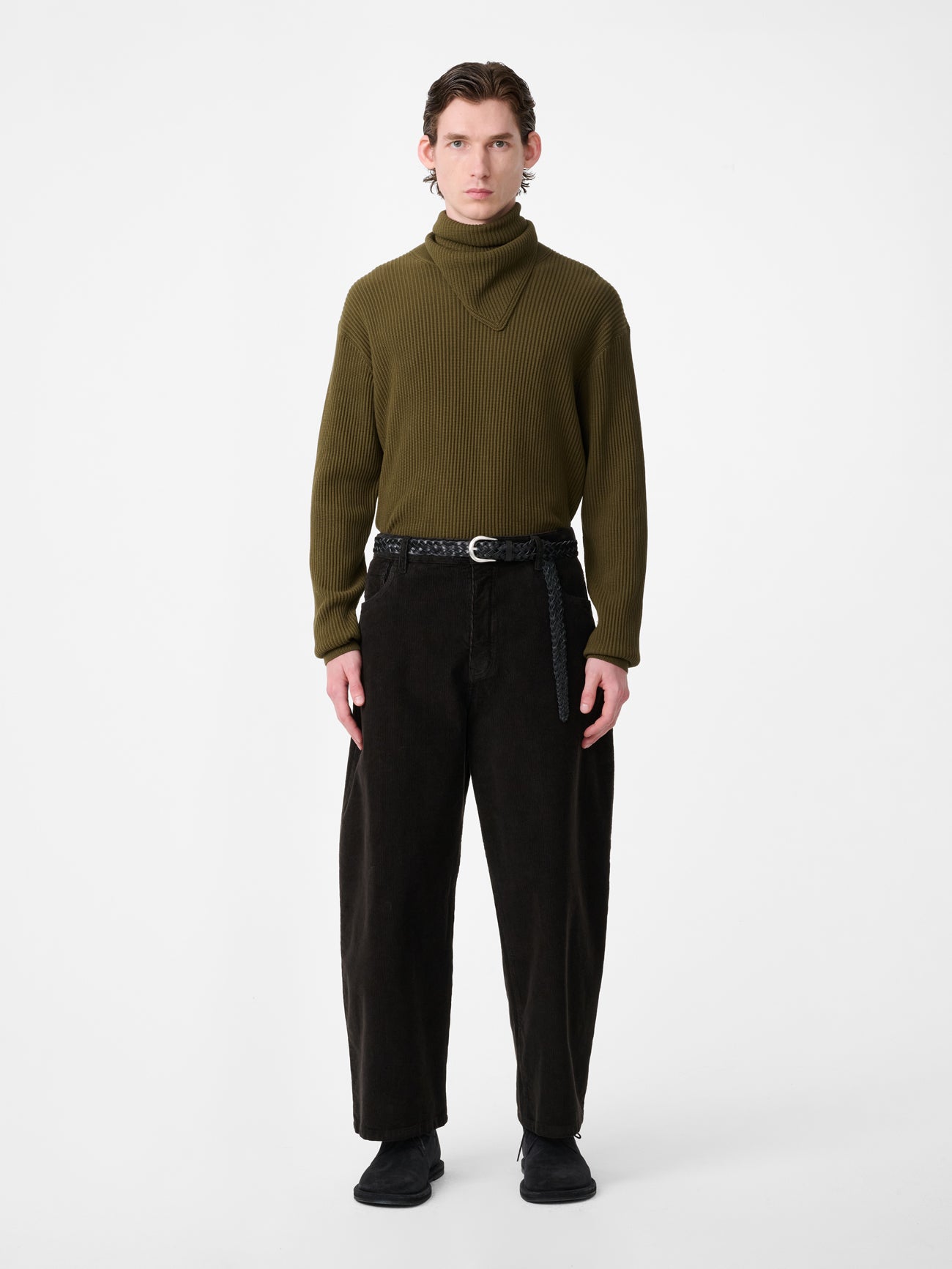 PAOLO CORDUROY WIDE LEG PANT IN COFFEE