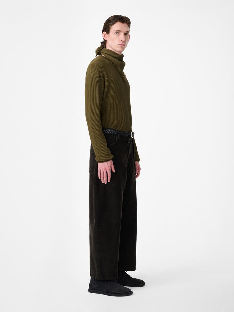 PAOLO CORDUROY WIDE LEG PANT IN COFFEE