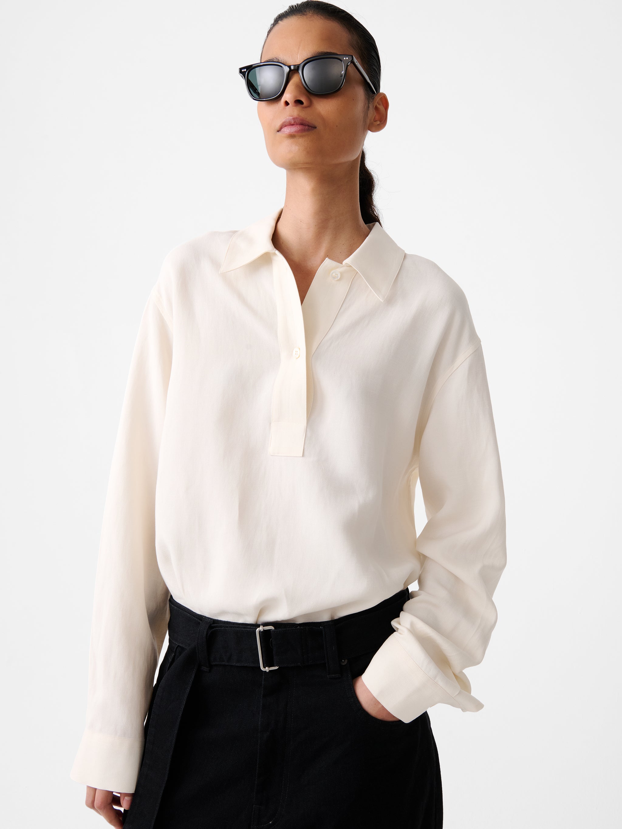 トップス Studio Nicholson top Studio Nicholson Rakko Top - Black | Garmentory